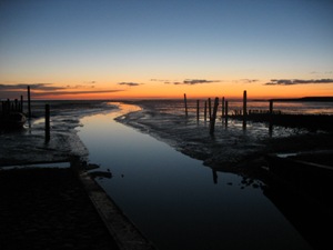 Dawn at waterway outside De Cocksdorps pump station 'Eierland'